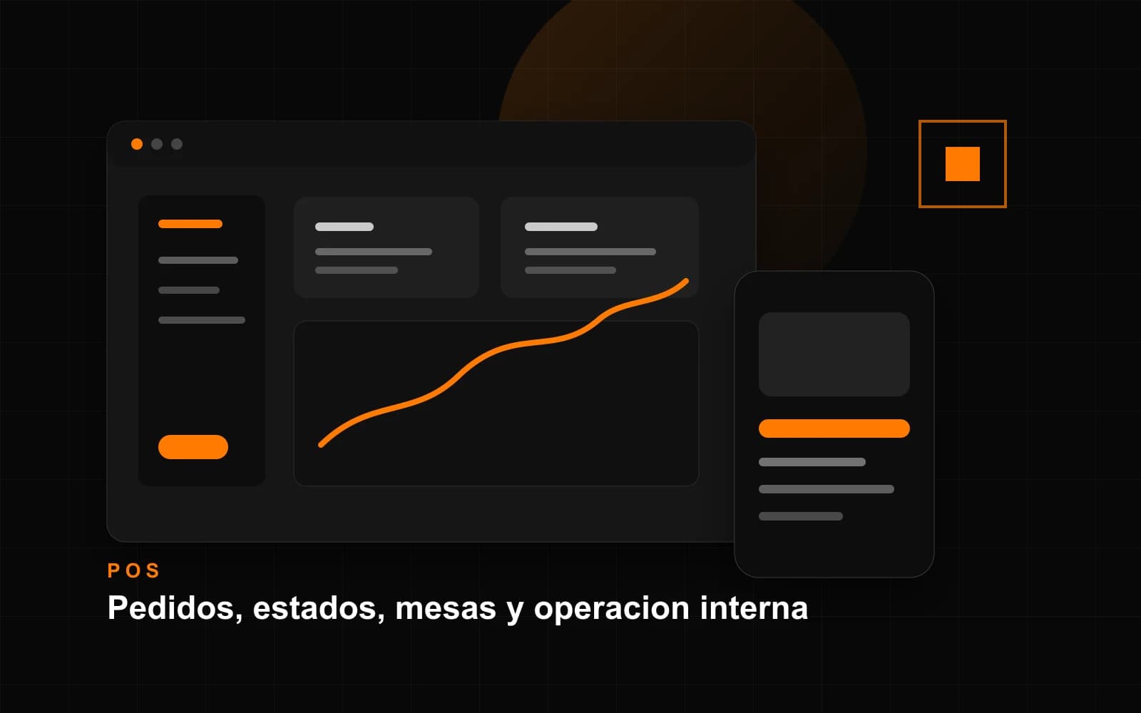 Mockup de sistema POS para restaurantes con pedidos y estados de ordenes