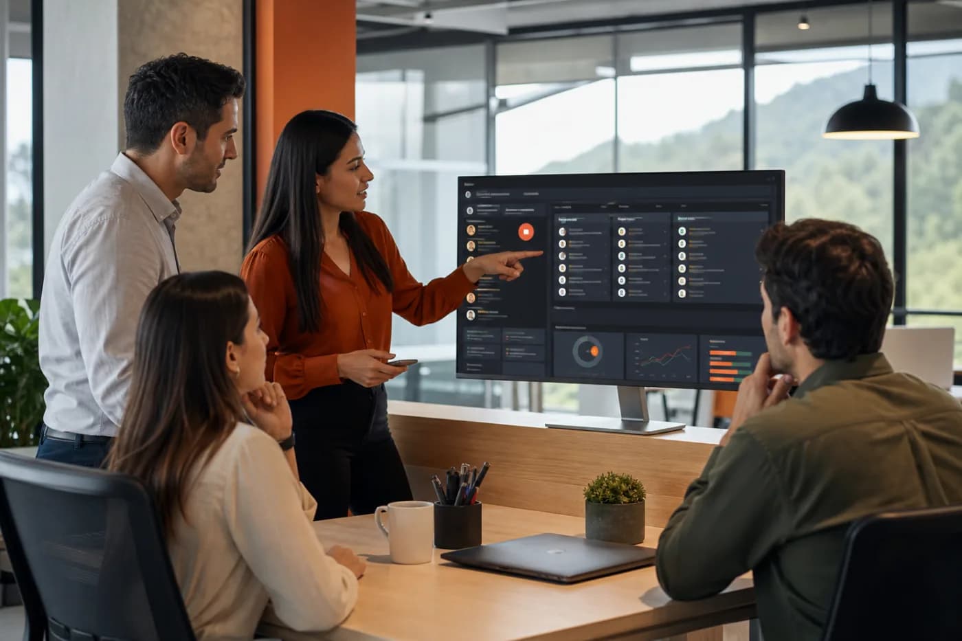 Equipo comercial revisando un CRM a medida para gestionar clientes y oportunidades
